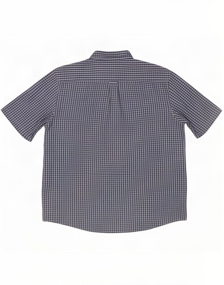 Camisa masculina de manga curta James Pringle XL azul marinho xadrez poliéster