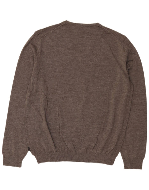 Suéter masculino HUGO BOSS Slim Fit com decote em V 3XL lã cinza