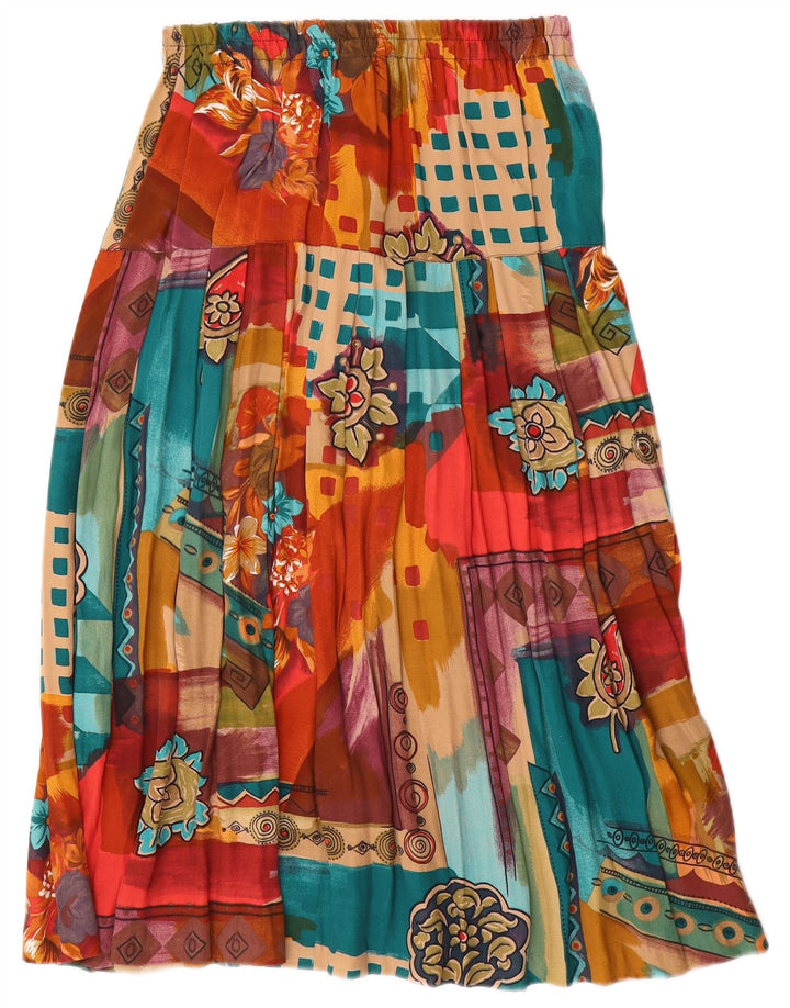 Saia larga feminina vintage grande W34 patchwork multicolorido viscose