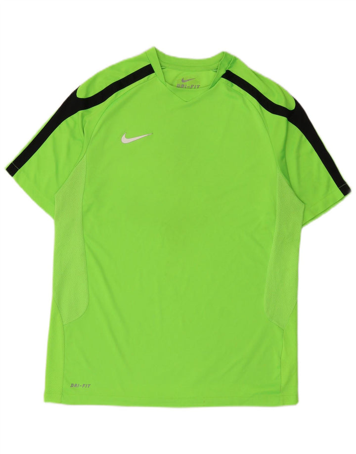 Camiseta masculina Nike Dri Fit Top médio verde colorblock poliéster