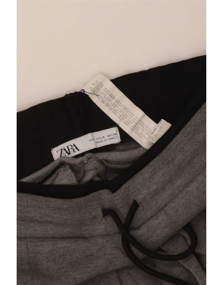 Zara Mens Crop Tracksuit Calças Pequenas Cinza Colourblock Poliéster