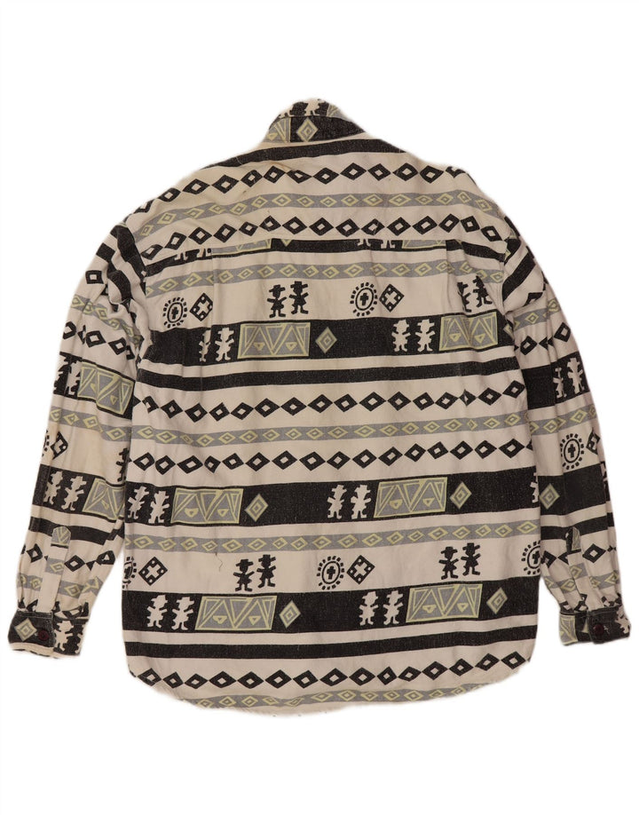 Camisa masculina VINTAGE de flanela de lenhador grande algodão geométrico cinza