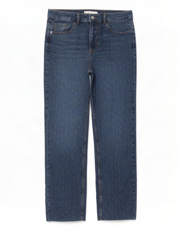 Calça jeans reta feminina Zara EU 38 pequena W28 L28 azul manchada