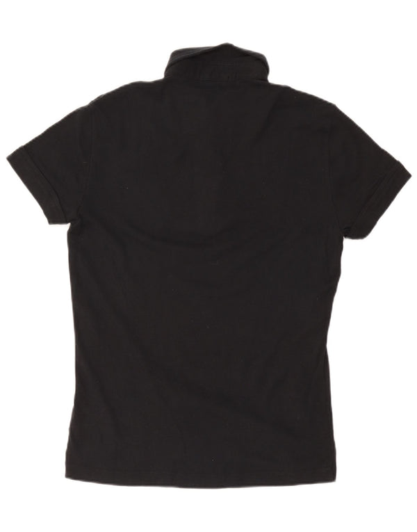 Camisa polo feminina Gas UK 10 pequena algodão preto
