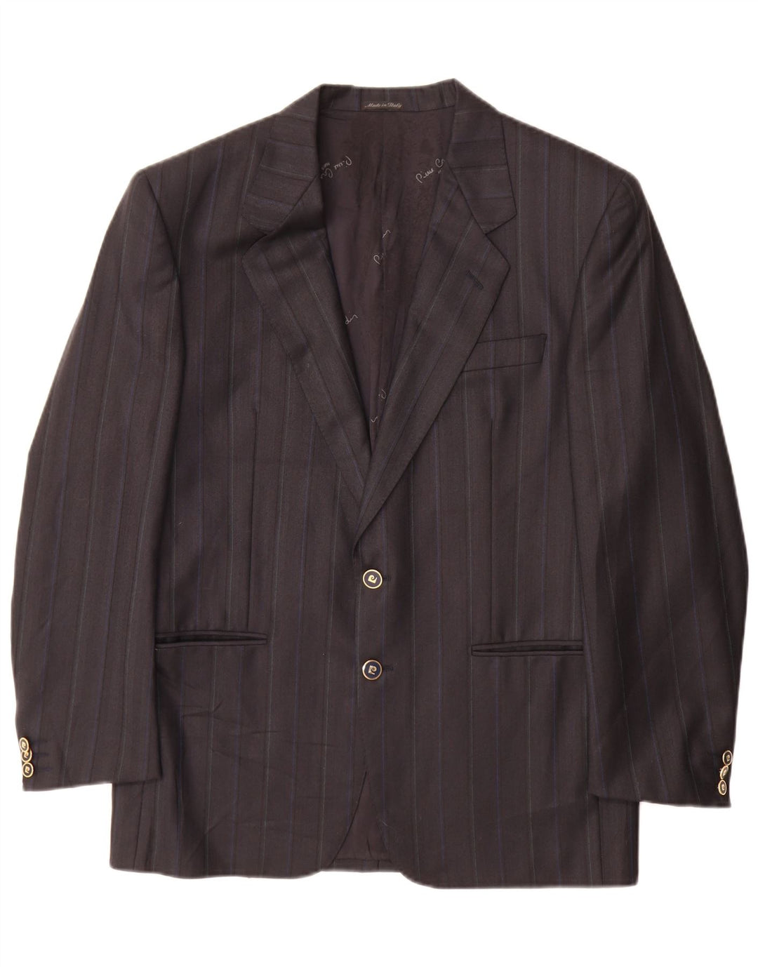 Jaqueta blazer masculina Pierre Cardin com 2 botões UK 38 listrada cinza médio