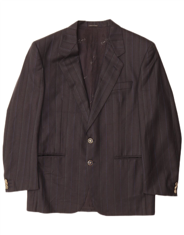 Jaqueta blazer masculina Pierre Cardin com 2 botões UK 38 listrada cinza médio