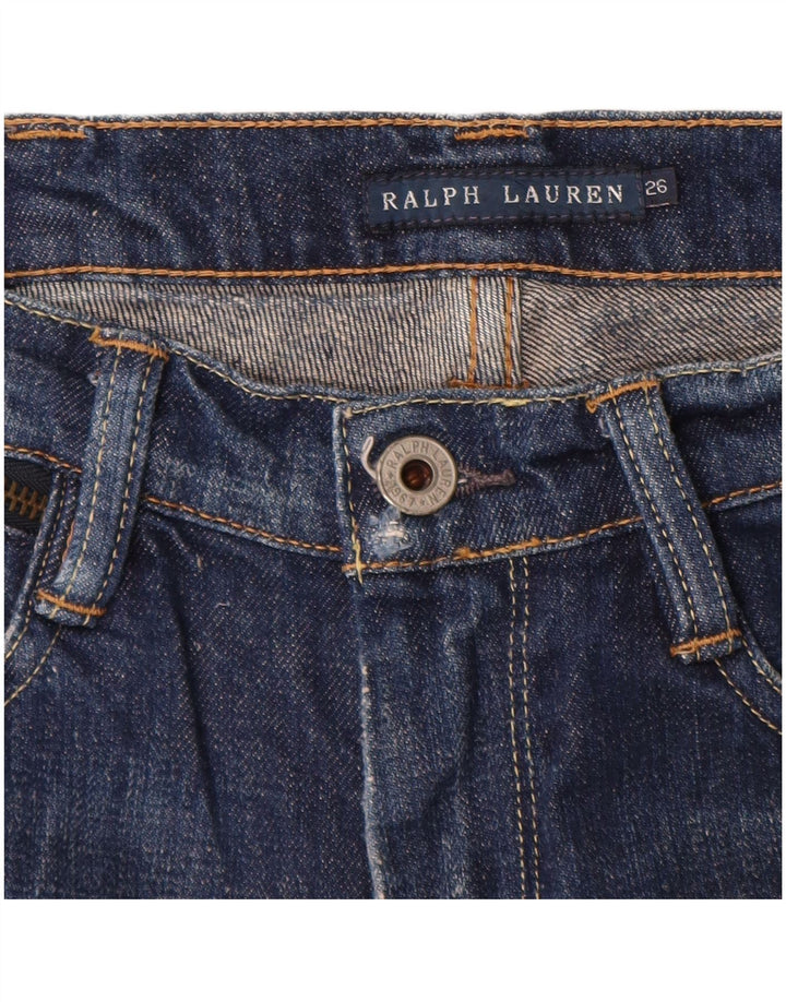 Shorts jeans feminino Ralph Lauren W26 pequeno algodão azul marinho