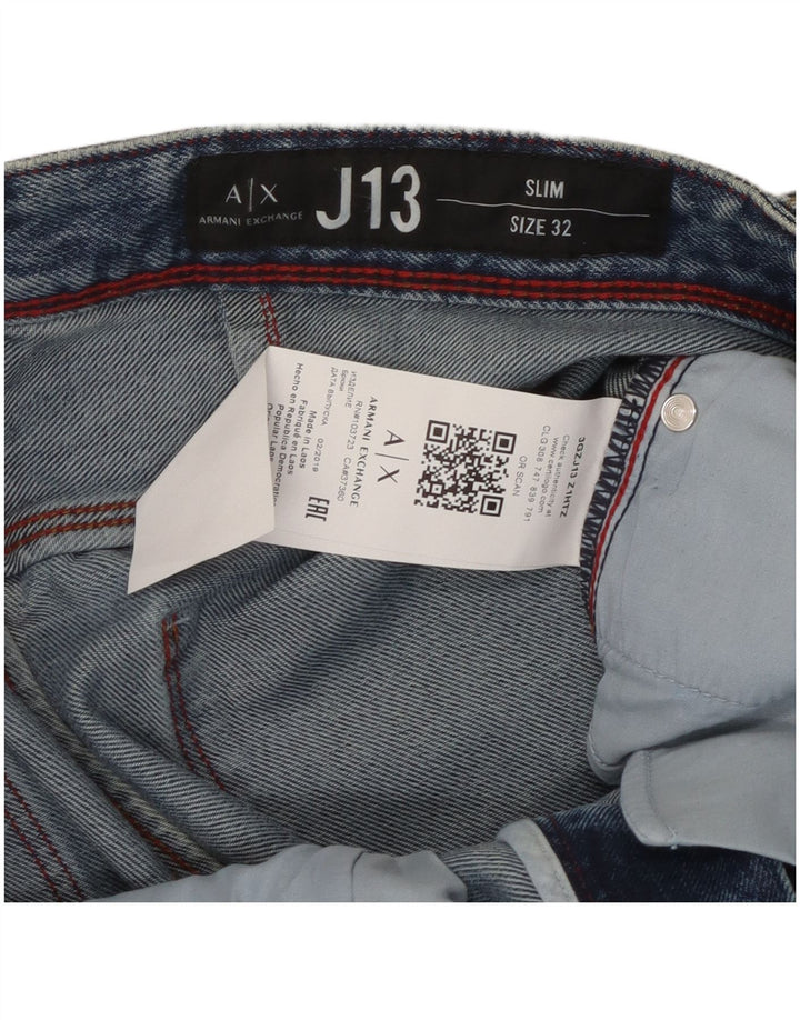 Armani Exchange Mens Slim Jeans W32 L32 Azul Algodão