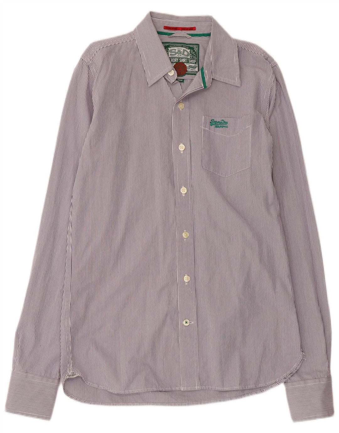Camisa masculina SUPERDRY de algodão listrado roxo médio