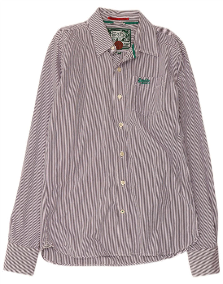 Camisa masculina SUPERDRY de algodão listrado roxo médio