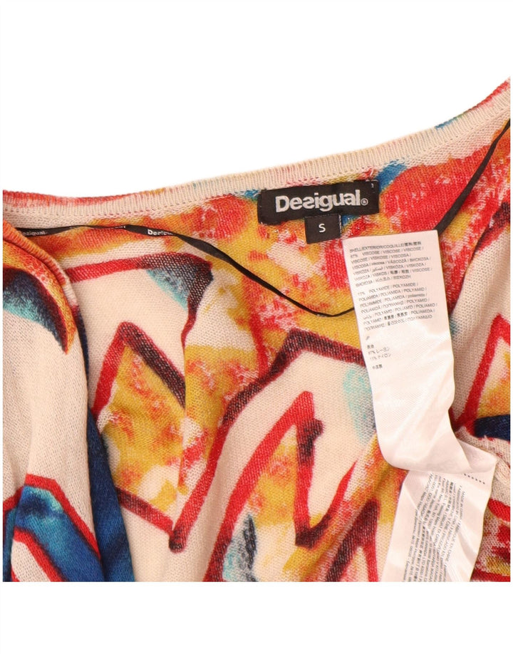 Suéter feminino Desigual Longline Cardigan UK 10 pequeno multicolorido