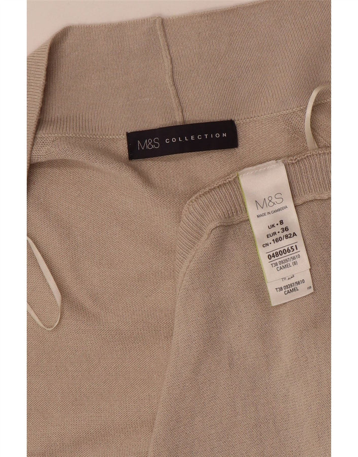 Marks & Spencer Suéter feminino Longline Open Cardigan Reino Unido 8 Pequeno Bege