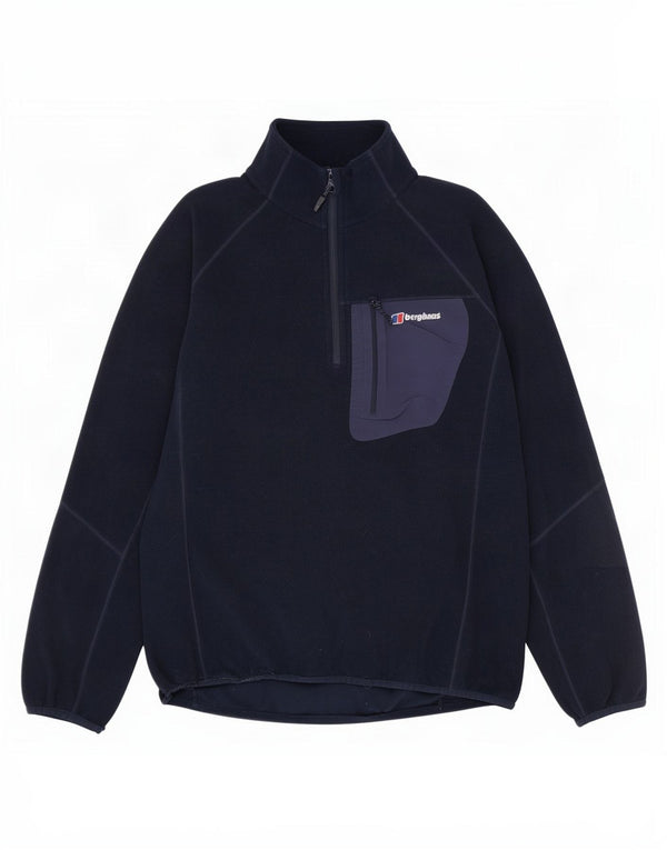 Berghaus Suéter masculino de lã com zíper e gola grande poliéster azul marinho