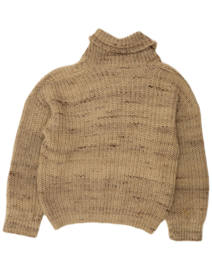 Suéter masculino vintage com gola xale grande listrado bege