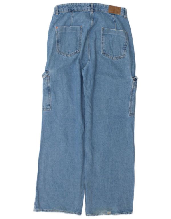 Zara Womens Cargo Loose Jeans EU 40 Médio W30 L30 Azul Algodão