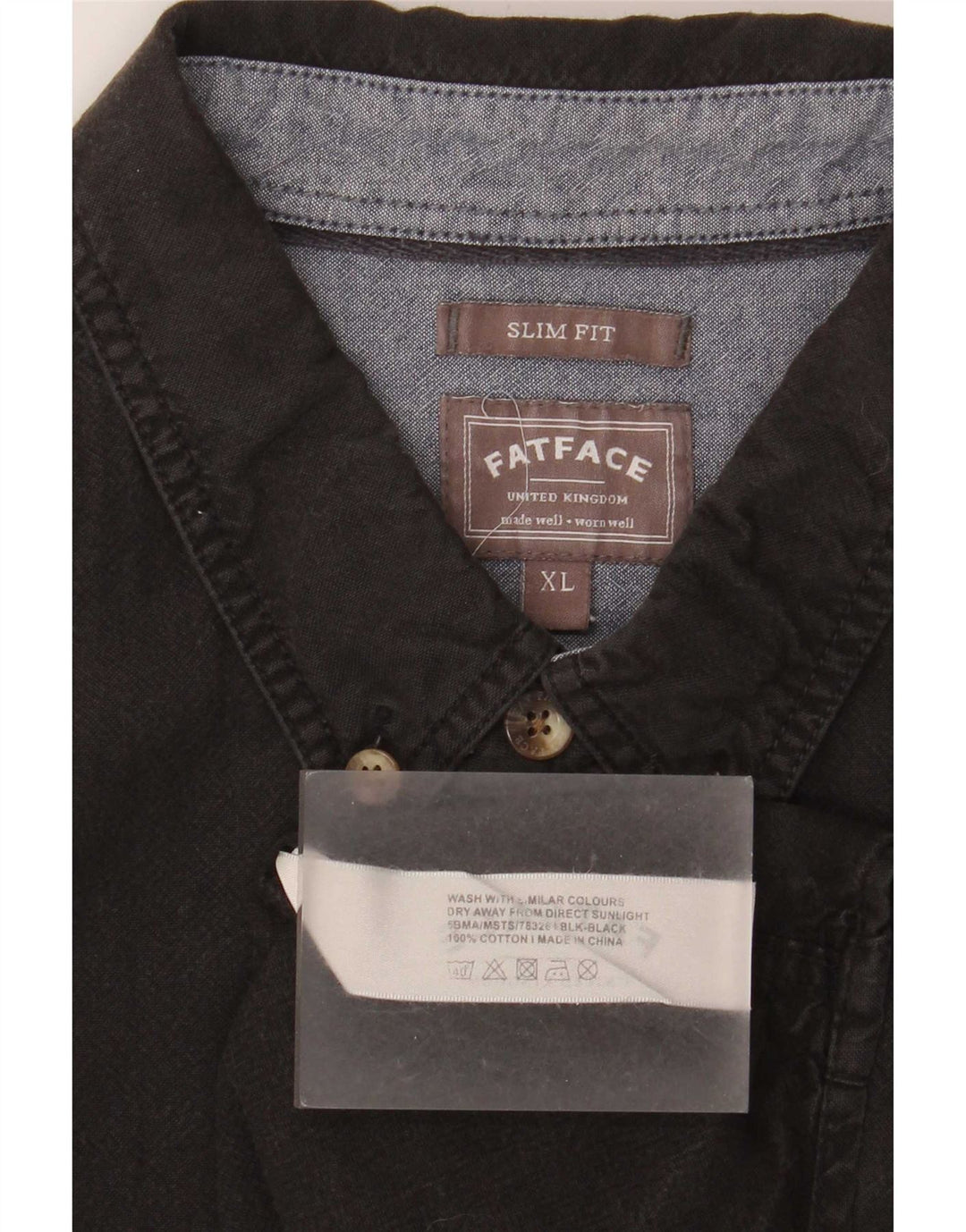 Camisa Slim Fit Masculina Fat Face XL Algodão Preto