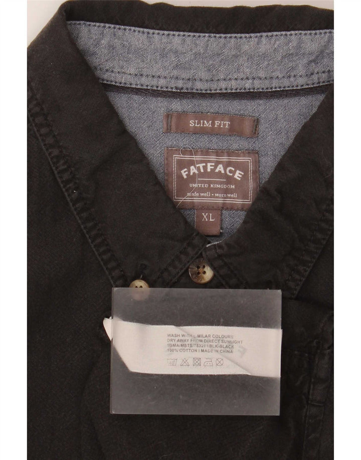 Camisa Slim Fit Masculina Fat Face XL Algodão Preto