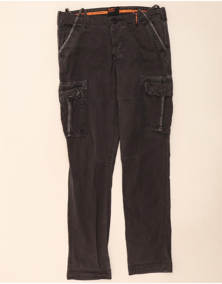 Calça cargo slim masculina SUPERDRY grande W36 L33 algodão cinza