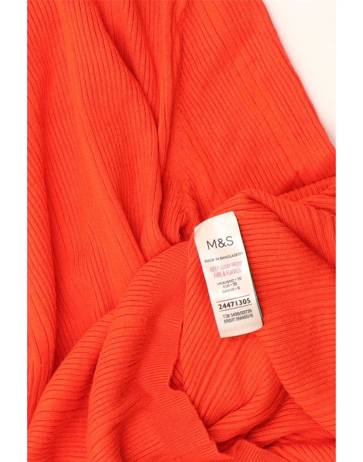 Suéter feminino Marks & Spencer com gola redonda e viscose laranja pequena Reino Unido 10
