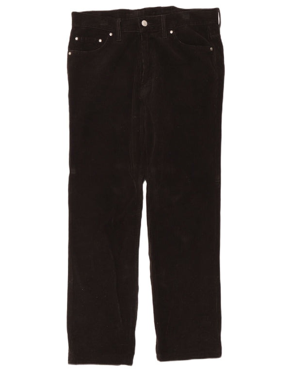 Calça masculina Carrera reta de veludo cotelê W31 L28 algodão preto