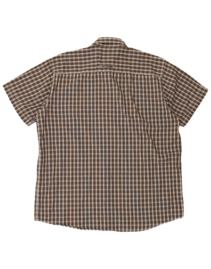 Camisa masculina de manga curta Camel Active XL marrom xadrez algodão