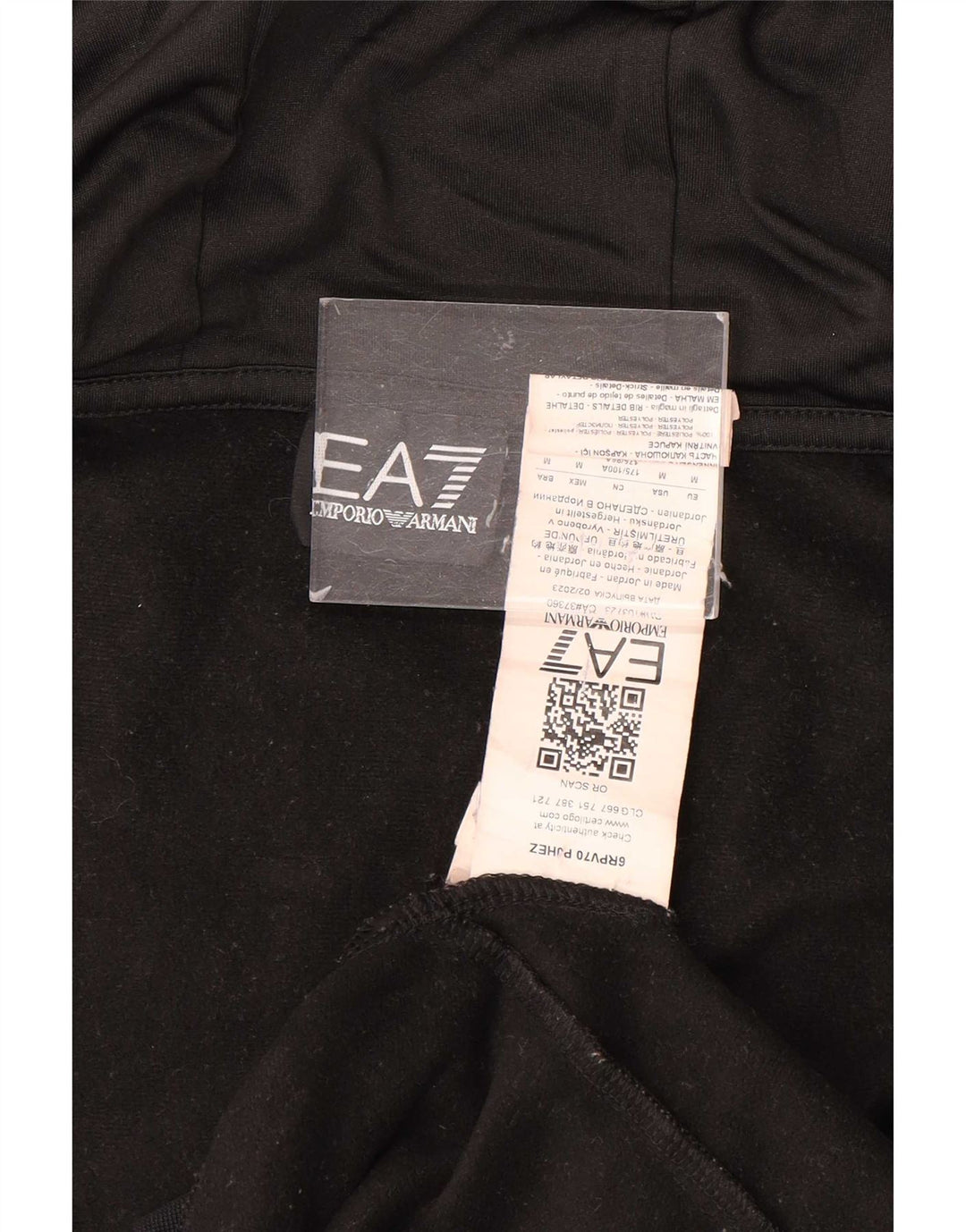 Suéter masculino Emporio Armani com capuz e zíper gráfico médio preto poliéster