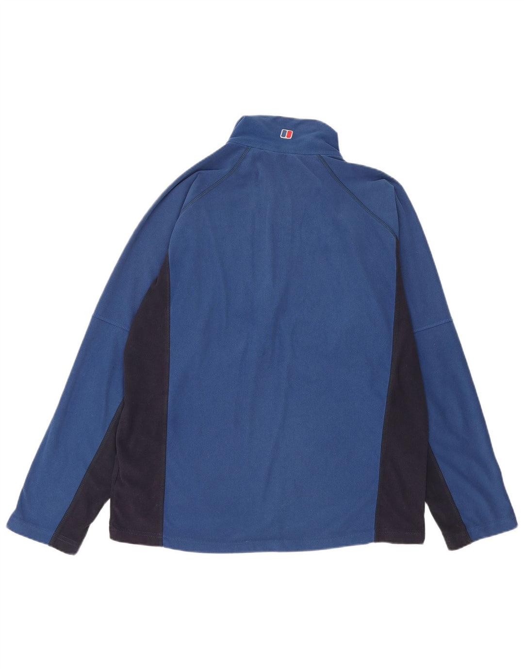 Suéter masculino de lã com gola zip BERGHAUS, poliéster bloco colorido azul médio