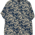 Heartless Mens Abstract Padrão Camisa de manga curta 2XL algodão azul marinho