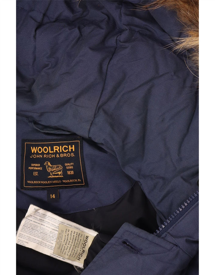 Woolrich Casaco acolchoado com capuz para meninos 13-14 anos algodão azul