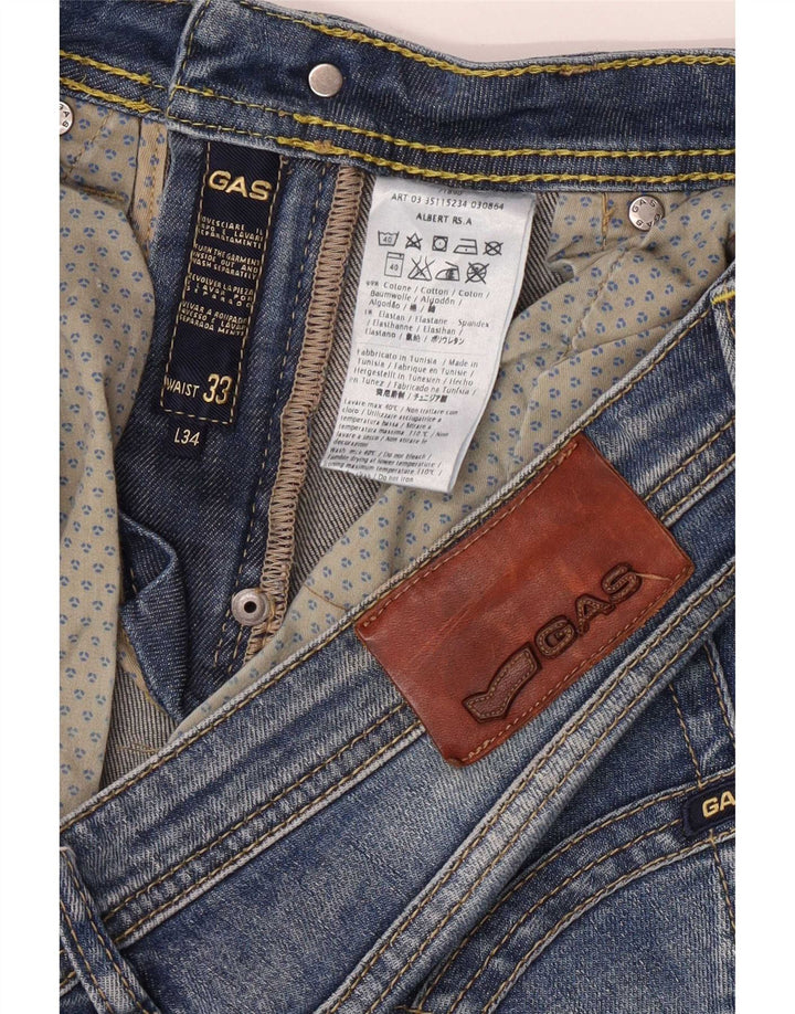 Gas Mens Slim Jeans W33 L34 Azul Algodão