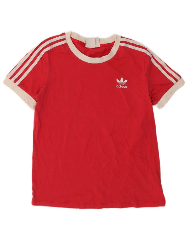 Camiseta feminina Adidas UK 10 pequena vermelha colorblock algodão