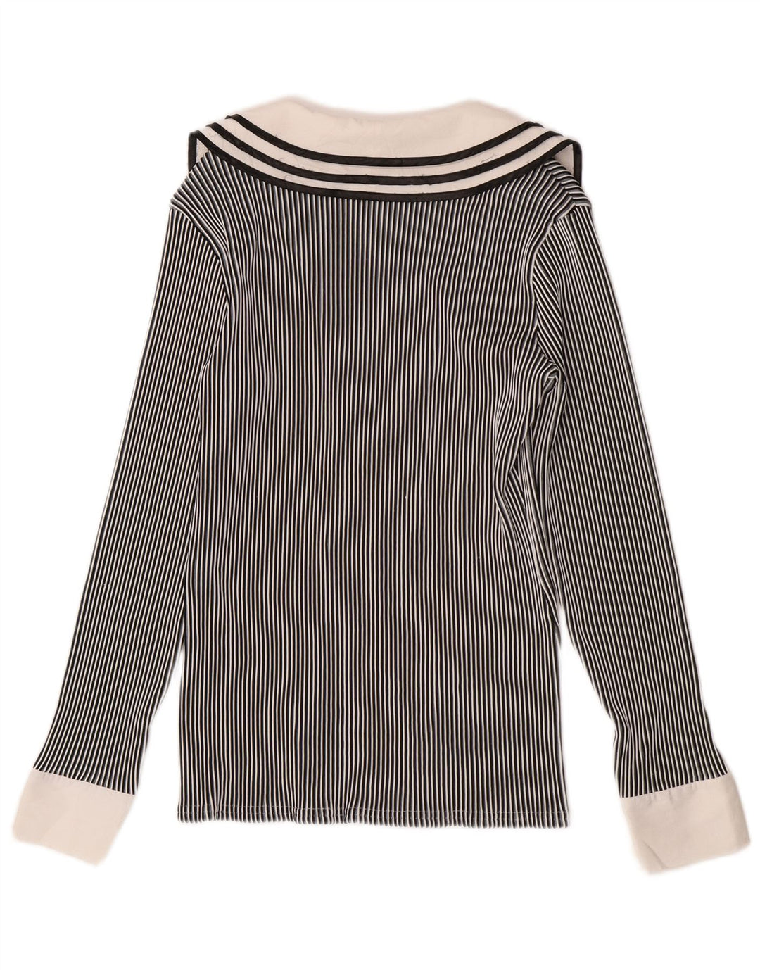 Blusa feminina Naracamicee UK 12 médio azul marinho risca de giz náutico