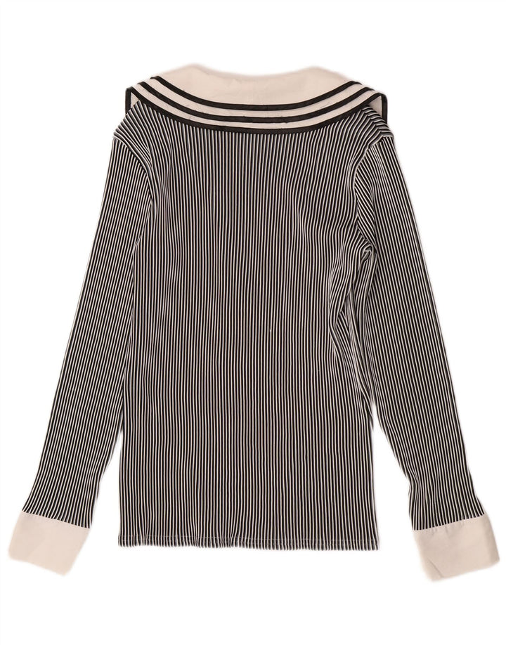 Blusa feminina Naracamicee UK 12 médio azul marinho risca de giz náutico