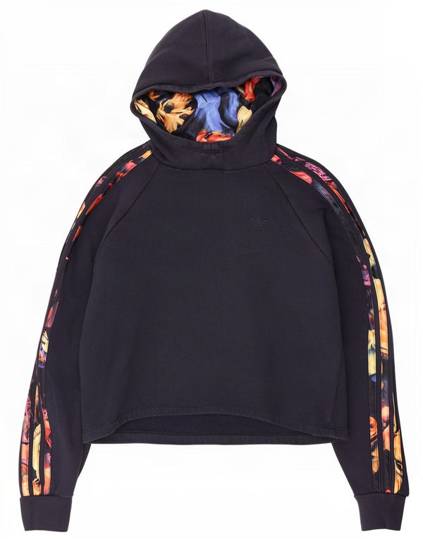 Adidas Meninas Crop Hoodie Jumper 14-15 Anos Azul Marinho Algodão