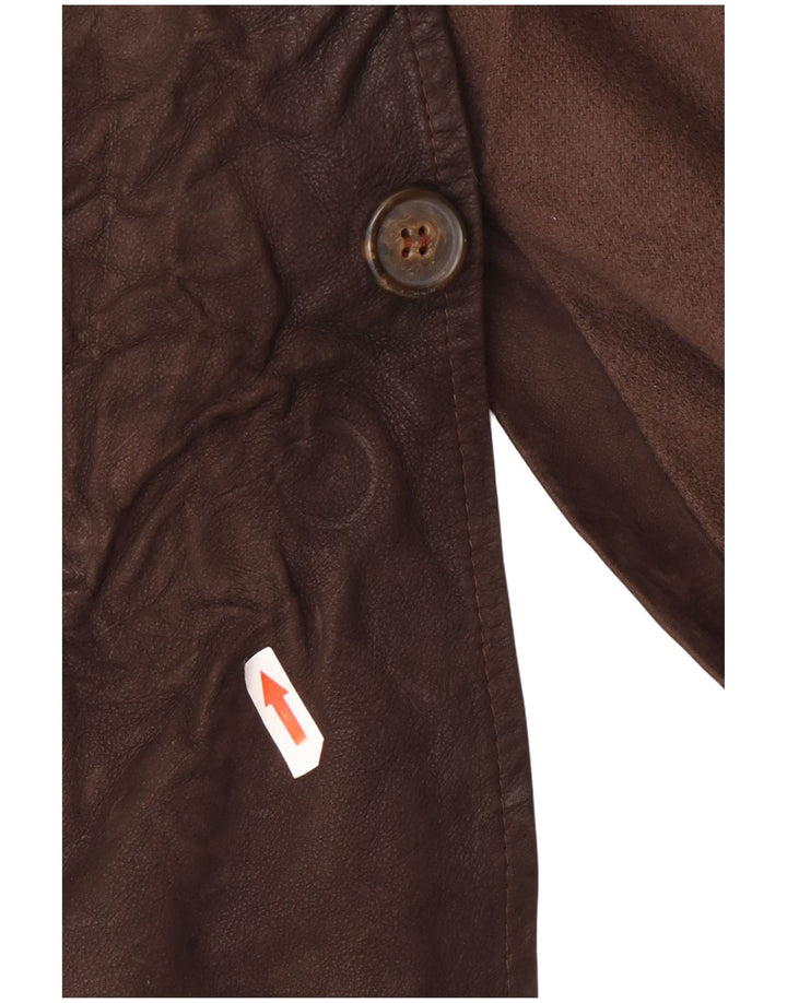 Casaco de couro masculino vintage UK 44 2XL marrom clássico