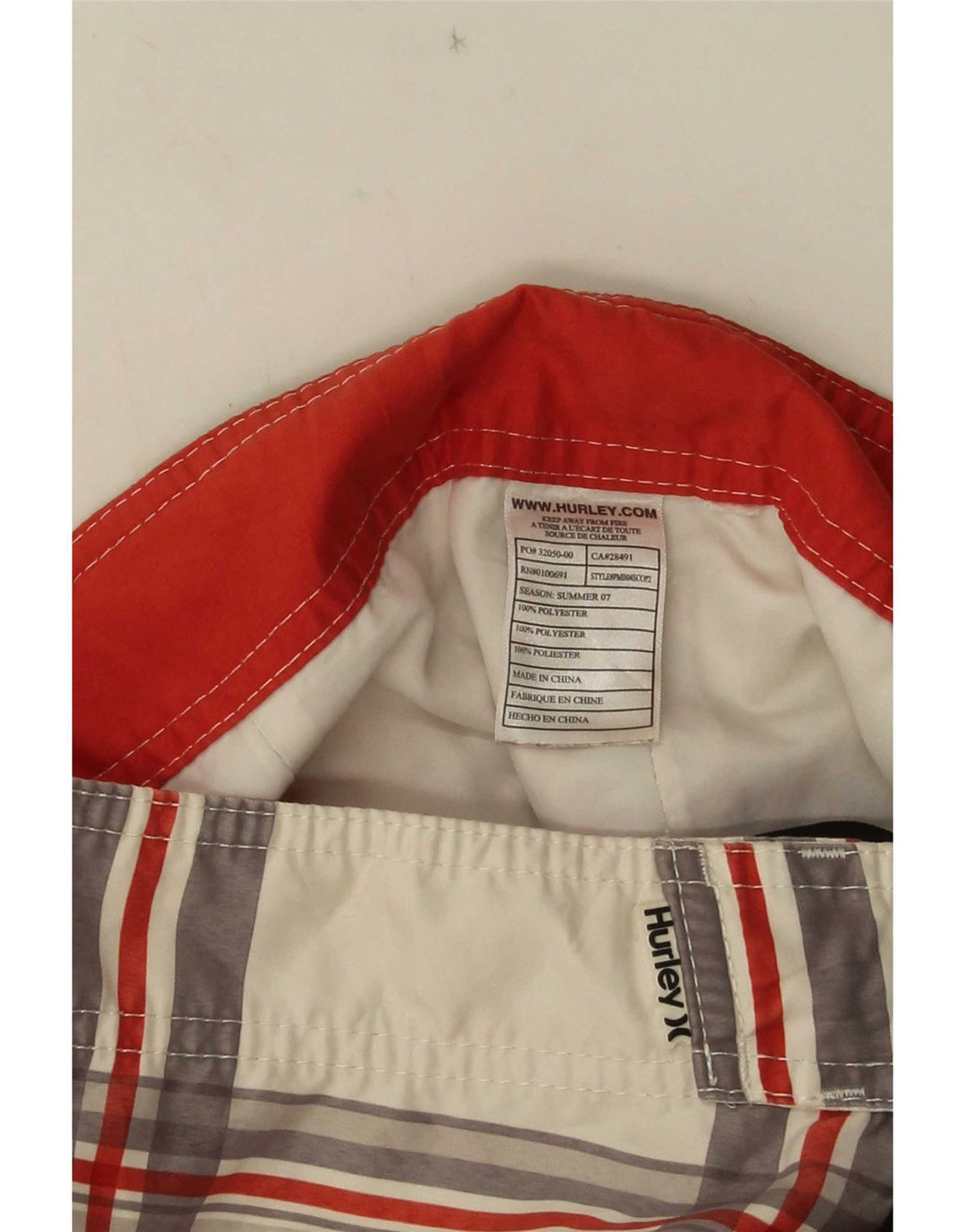 Shorts de natação masculino Hurley Graphic grande poliéster xadrez branco