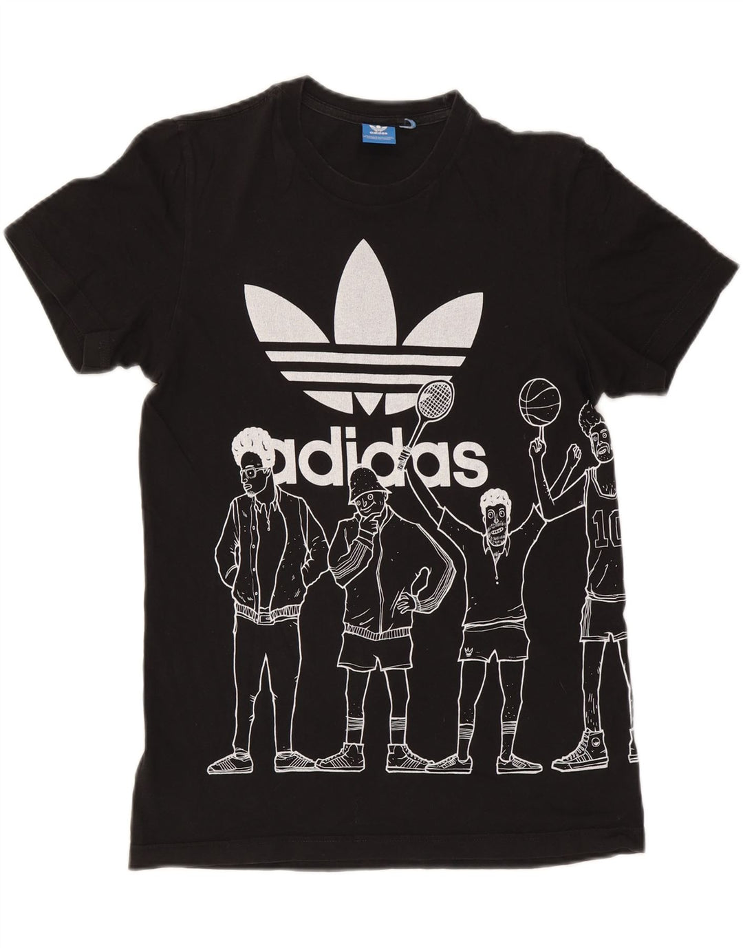 Adidas Mens Graphic T-Shirt Top Pequeno Algodão Preto