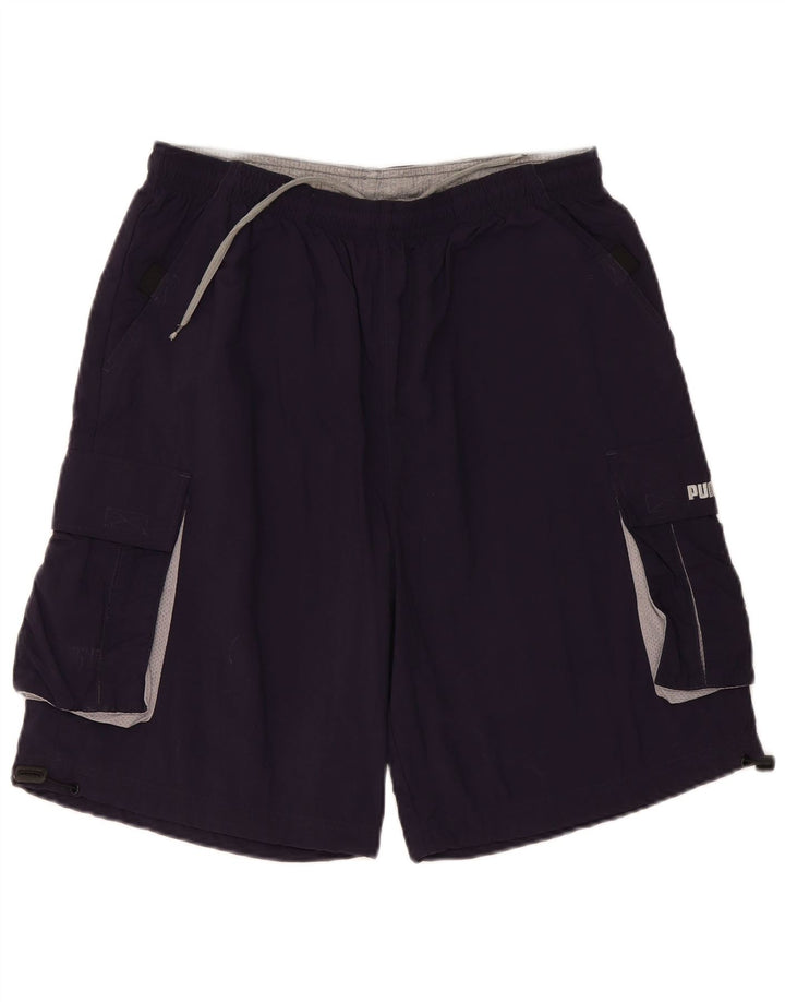 Shorts esportivos masculinos Puma Cargo médio azul marinho nylon