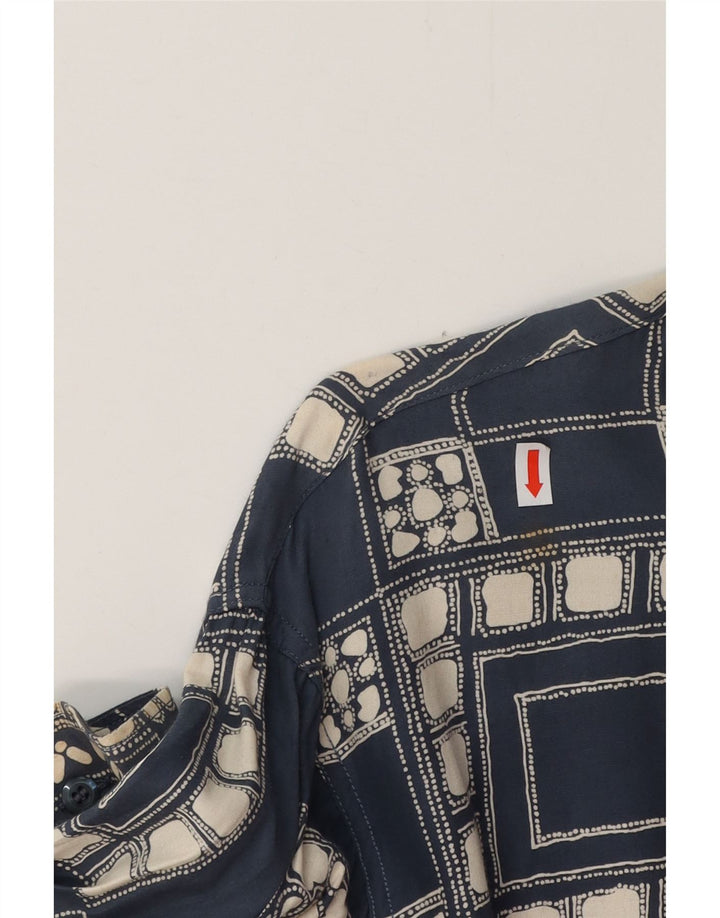 Camisa masculina VINTAGE grande azul marinho geométrica