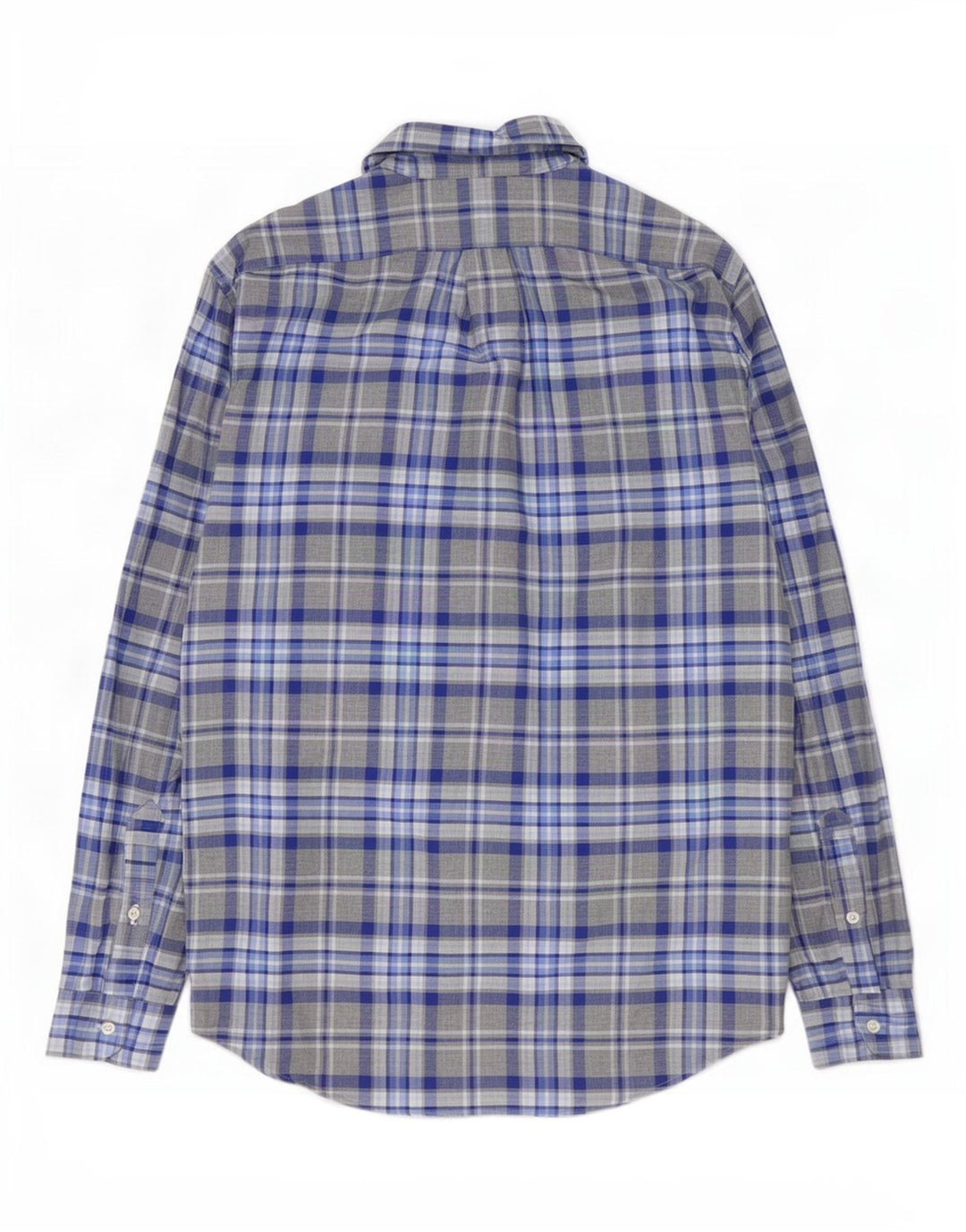 Camisa masculina Ralph Lauren Custom Fit grande algodão xadrez cinza
