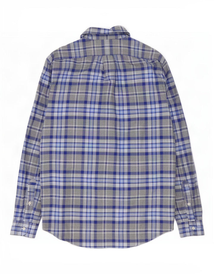 Camisa masculina Ralph Lauren Custom Fit grande algodão xadrez cinza