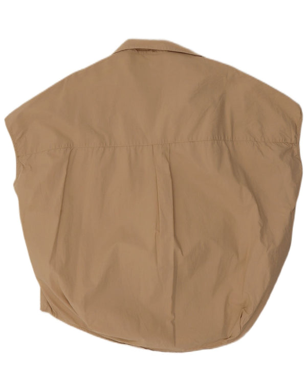 Blusa feminina grande sem mangas French Connection UK 14 bege médio