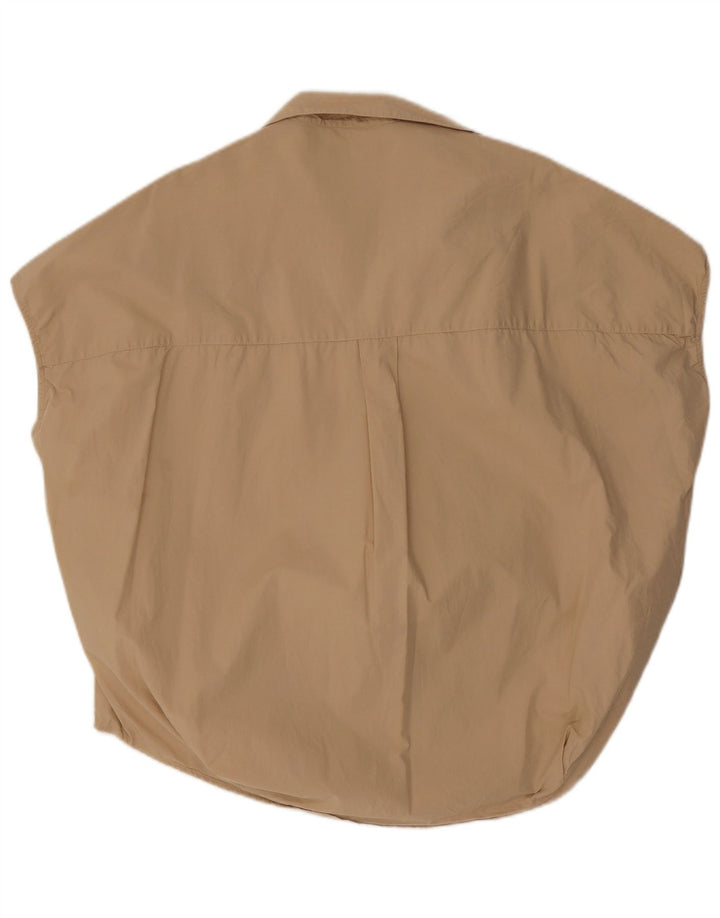 Blusa feminina grande sem mangas French Connection UK 14 bege médio