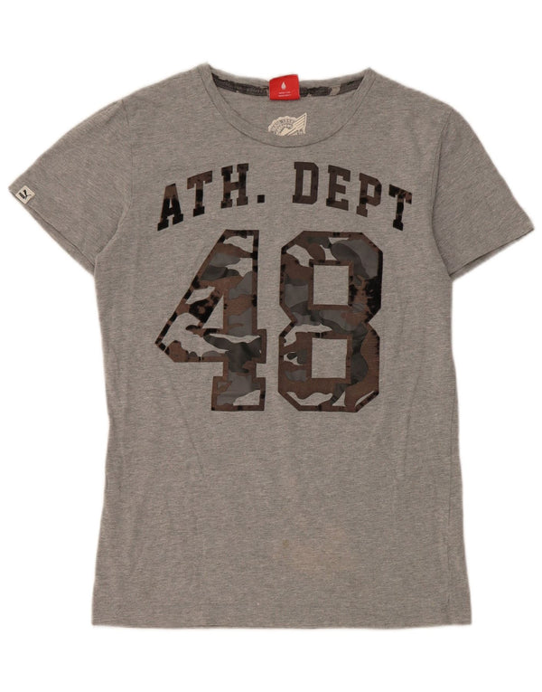 Puma Camiseta Masculina Graphic Top Pequeno Algodão Cinza