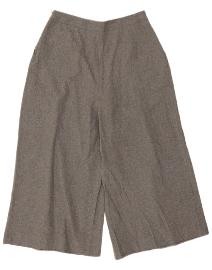 Calça feminina Zara Cullotes Capri pequena W26 L19 poliéster manchado cinza