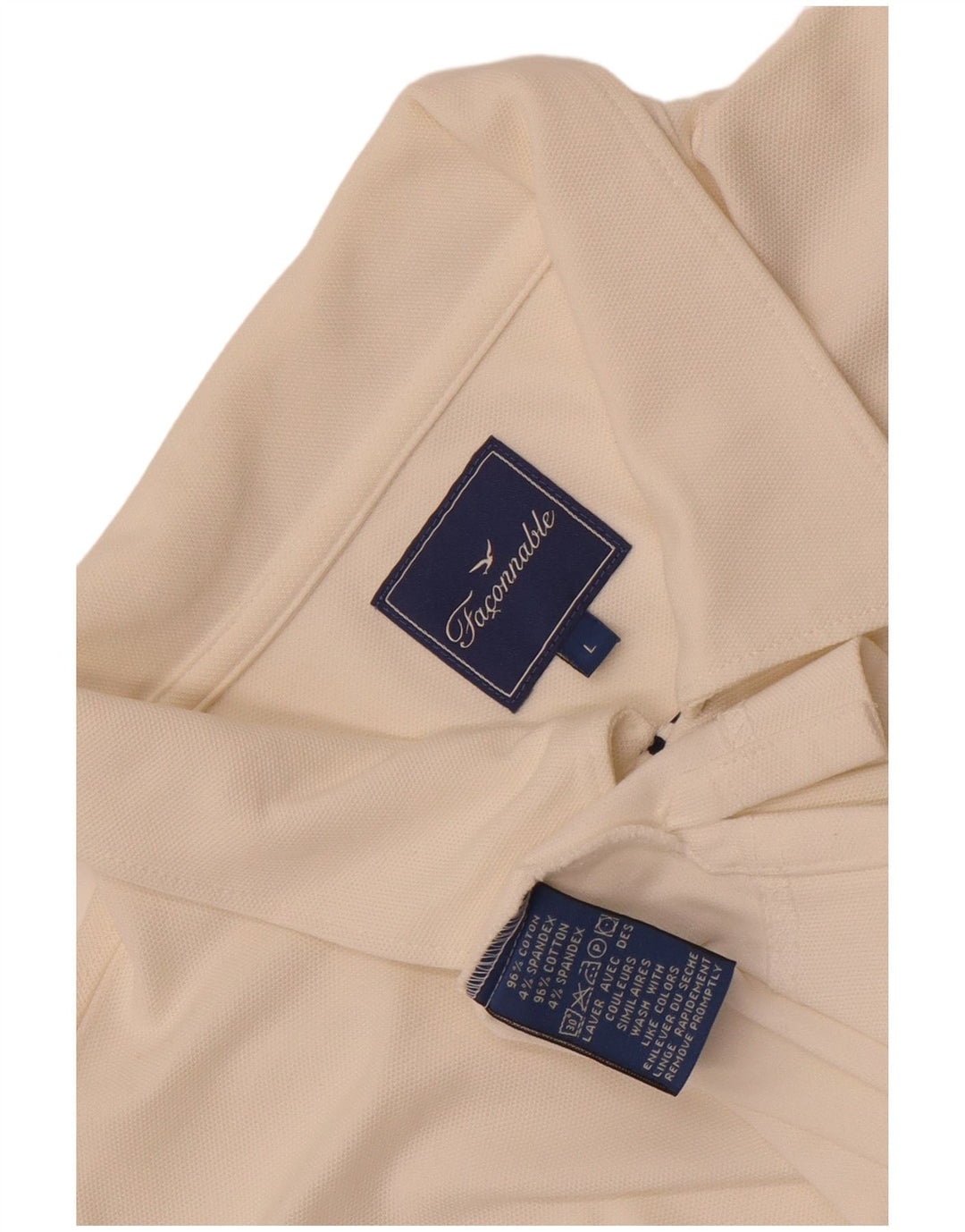 Camisa polo masculina de manga comprida Faconnable grande algodão branco