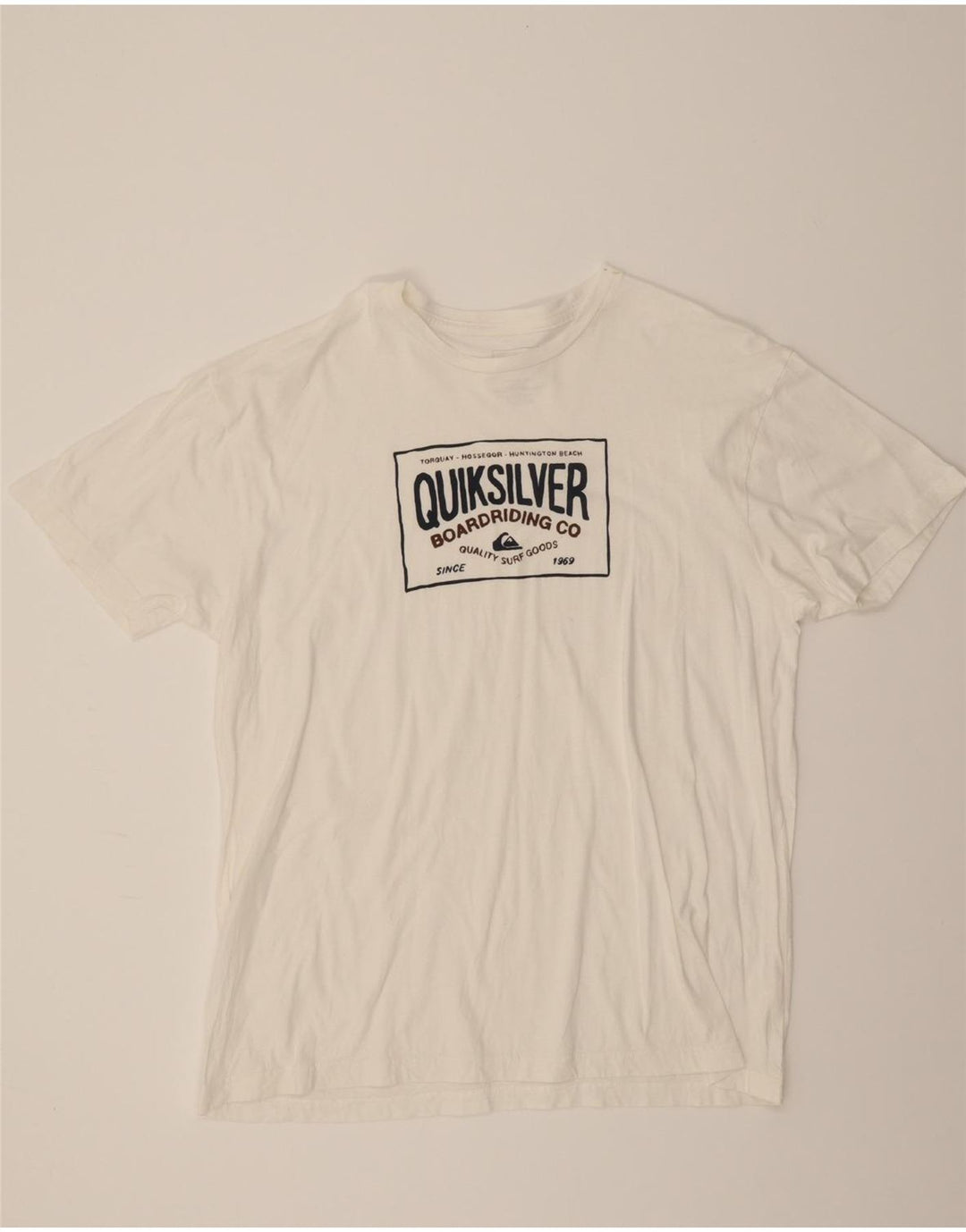 QUIKSILVER Mens Regular Fit Graphic T-Shirt Top XL White Cotton Vintage Quiksilver and Second-Hand Quiksilver from Messina Hembry 