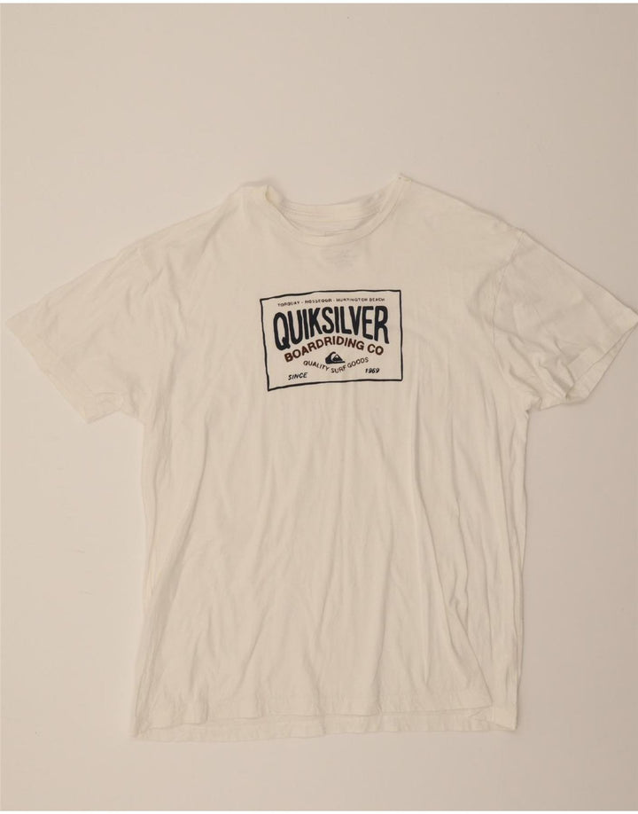 QUIKSILVER Mens Regular Fit Graphic T-Shirt Top XL White Cotton Vintage Quiksilver and Second-Hand Quiksilver from Messina Hembry 