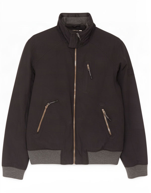 Jaqueta bomber com capuz masculina Fat Face Reino Unido 36 nylon preto pequeno