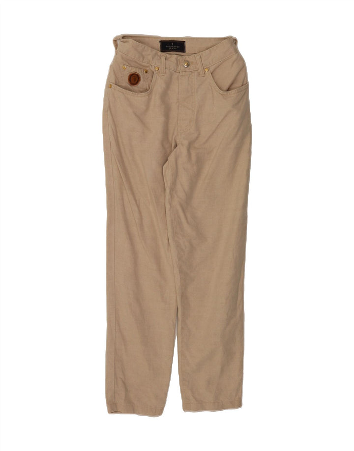 TRUSSARDI Womens Slim Casual Trousers W28 L29 Beige Cotton Vintage Trussardi and Second-Hand Trussardi from Messina Hembry 